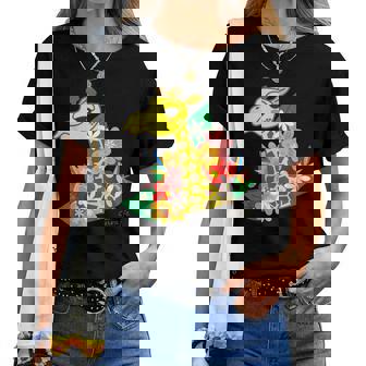 キリン 花 Giraffes Flower レディースTシャツ - Kawaiitshirt