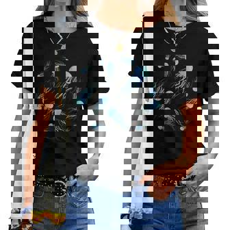 クラゲ柄 海洋生物 海洋生物 海洋生物 女の子 レディースTシャツ - Kawaiitshirt