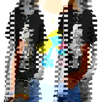 スマーフ スマーフェット キャラクター 花 咲く スマーフィー ファン レディースTシャツ - Kawaiitshirt