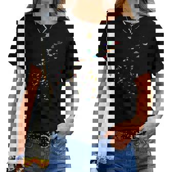 タンポポのカエルの花、花のカエルの木 レディースTシャツ - Kawaiitshirt