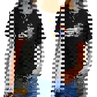 トランペット 女性 男性 音楽 教師 カラフル コルネット コルネティスト レディースTシャツ - Kawaiitshirt