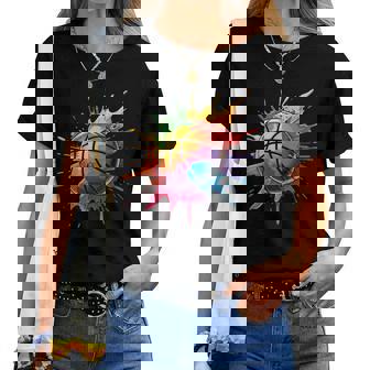 バスケットボール スポーツ ペイント スプラッシュアート カラフル 男の子 女の子 キッズ レディースTシャツ - Kawaiitshirt