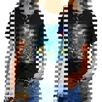 ファンタジー グリーン 鳥 花 レディースTシャツ - Kawaiitshirt