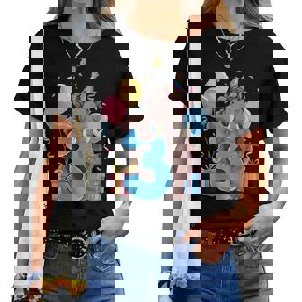 マンモス 3歳の誕生日 男の子 女の子 3歳 3歳 マンモス レディースTシャツ - Kawaiitshirt