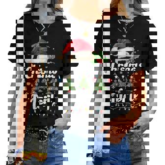 メリークリスマスライト 赤いサンタ帽子 クリスマス ファミリー 男性 女性 レディースTシャツ - Kawaiitshirt