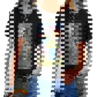 ヴィンセント・ヴァン・ゴッホの花 青い花瓶のヴィンテージ 美術品 レディースTシャツ - Kawaiitshirt