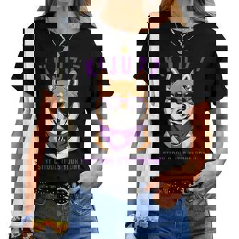 喜寿祝い 犬 柴犬 サングラス 父 男性 女性 母 犬好き 喜寿 お祝い 77歳 おもしろ おもろい レディースTシャツ - Kawaiitshirt