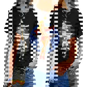 愛国心 ヴィンテージ セクシー ピンナップ 女の子 レディースTシャツ - Kawaiitshirt