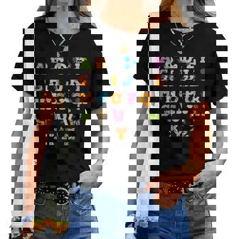 文字 アルファベット 学ぶ Abc 男の子 女の子 Abc 動物 アルファベット レディースTシャツ - Kawaiitshirt