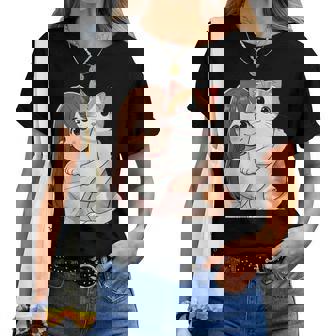 猫と少女 Cat And Girl レディースTシャツ - Kawaiitshirt