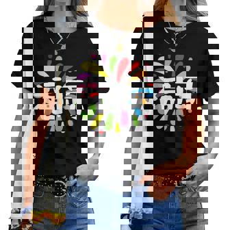 福岡 漢字 お土産 カラフル 祭り 花火風 レディースTシャツ - Kawaiitshirt