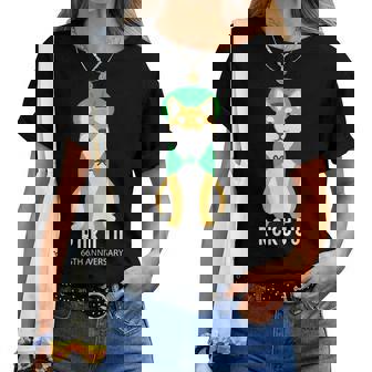 緑寿祝い 犬 柴犬 ちゃんちゃんこ 父 男性 女性 母 犬好き 緑寿 お祝い 66歳 かわいい おしゃれ レディースTシャツ - Kawaiitshirt