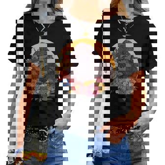 花のイラストとゴリラ レディースTシャツ - Kawaiitshirt