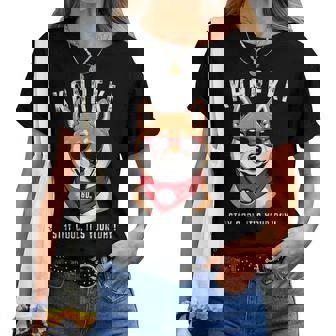 還暦祝い 犬 柴犬 サングラス 父 男性 女性 母 犬好き 還暦 お祝い 60歳 おもしろ おもろい レディースTシャツ - Kawaiitshirt