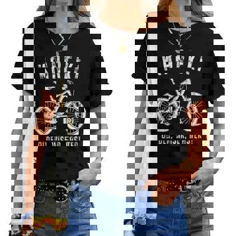 還暦祝い 自転車 マウンテンバイク ロードバイク好き 父 男性 女性 60歳 Older Wiser Faster レディースTシャツ - Kawaiitshirt