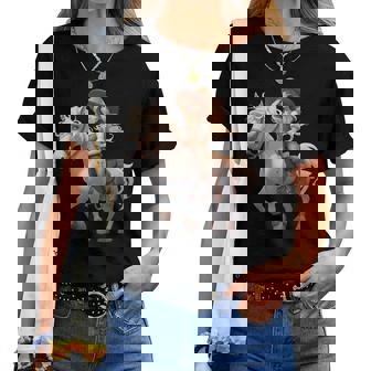 馬 女の子 西洋 乗馬 ポニー 水彩 馬 レディースTシャツ - Kawaiitshirt