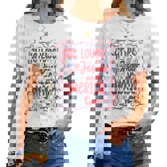 4Th Of July She Loves Jesus And America Too Christian Women Women T-shirt | Mazezy