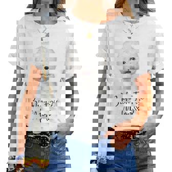 Bichon Frisé Dog Mom ビションフリーゼママかわいい子犬犬の所有者ビションフリーゼ犬 レディースTシャツ - Kawaiitshirt