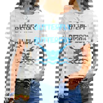 Butterfly Butterwhyバタフライバタフライファニー水泳チーム 長袖tシャツ レディースTシャツ - Kawaiitshirt