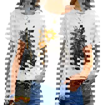 Caballo Girasol Patrón Floralerano Es Niña Caballo Camiseta de mujer - Regaloses