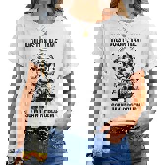 Dog Dad Mompace ヒューストン問題ミニチュアシュナウザー レディースTシャツ - Kawaiitshirt