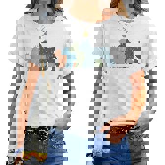 Dog Mom & Dad シルエット ヴィンテージ シュナウザー レディースTシャツ - Kawaiitshirt