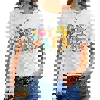 Groovy 父の日 I Love You Papa フラワー ヒッピー レディースTシャツ - Kawaiitshirt