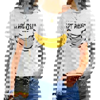 Happy Banana ファニーバナナラブ フルーツバナナ スマイリーフェイス レディースTシャツ - Kawaiitshirt