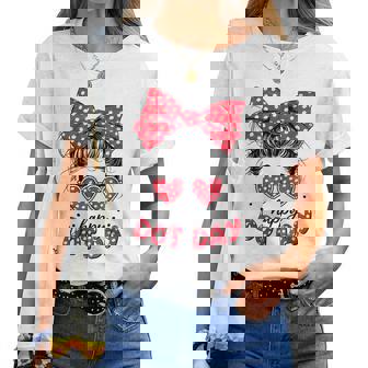 Happy Dot Day Girls Messy Bun Sunglasses Polka Dots Women T-shirt | Mazezy