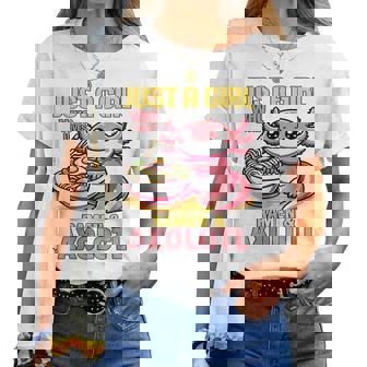 Just A Girl Who Loves Ramen And Axolotl Pink Kawaii Axolotl レディースTシャツ - Kawaiitshirt