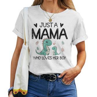 Just A Mama Who Loves Her Boy Mommy And Boy Matching Women T-shirt - Thegiftio UK
