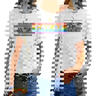 Lgbtq Gay Af Pride Lgbt Ally Rainbow Flag Retrointage レディースTシャツ - Kawaiitshirt