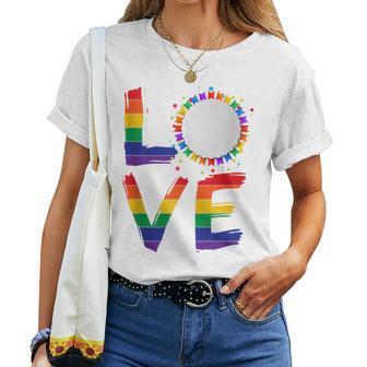 Lgbtqia Rainbow Love Peace Lgbt Orgullo Gay Hombres Es Niño Diversión In Mangas Camiseta de mujer - Regaloses