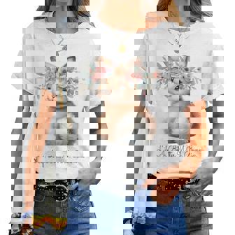 Life Is Better With Bunnies 水彩 ウサギ 花柄 ウサギ レディースTシャツ - Kawaiitshirt