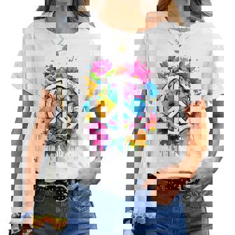 Love Peace Flower Powerigne De Paix Années 70 Et 60 Hippie T-shirt femme - Cadeauxyz