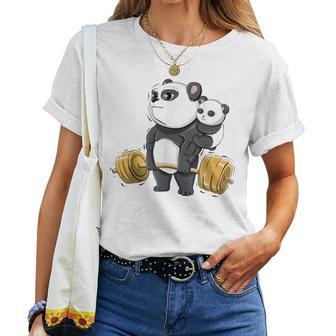 Panda Padre Pesos Fitness Gimnasio Divertido Panda Babypanda Camiseta de mujer - Regaloses