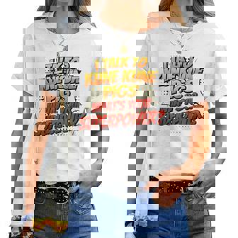 Pig Dad Mom Talkuperpower Kune Kune レディースTシャツ - Kawaiitshirt