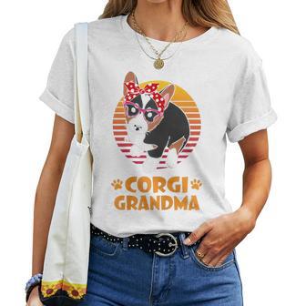 Retro Bandana Tricolor Corgi Dog Grandma Women T-shirt - Thegiftio UK