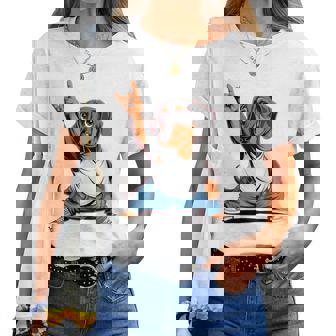 Teckel ロックミュージック 男性 子供 女性 ソーセージ 犬 ダックスフンド レディースTシャツ - Kawaiitshirt