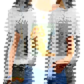 Van Gogh Cat Withunflowers Cat Gray T-shirt Frauen - Seseable
