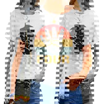 キッズ 4 歳の誕生日 4 つの指 私は 4 4 歳の男の子、女の子 レディースTシャツ - Kawaiitshirt