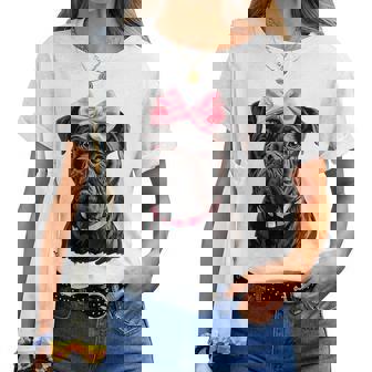 コケット ボウケーン コルソ 犬 ママ ピンクリボン 女の子 レディースTシャツ - Kawaiitshirt