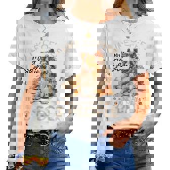 シェットランド・シープドッグ犬用シェルティ I Like Coffee Myheltie レディースTシャツ - Kawaiitshirt