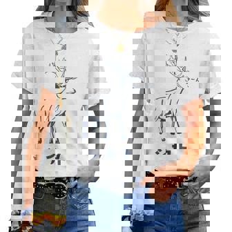 シカトhikato しかと 鹿 イラスト 簡単 鹿の十 鹿十 無視 シカトする 花札 言葉 おもしろ レディースTシャツ - Kawaiitshirt