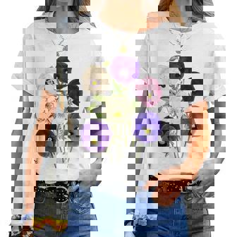 ヴィンテージ パンジー 花 ガーデニング パンジー 恋人 レディースTシャツ - Kawaiitshirt