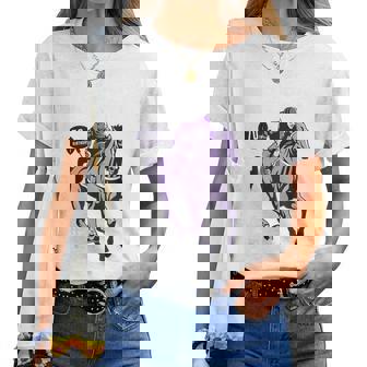 古希祝い 競馬好き うま 馬好き 父 母 男性 女性 70歳お祝い Life's Race Always Chase レディースTシャツ - Kawaiitshirt