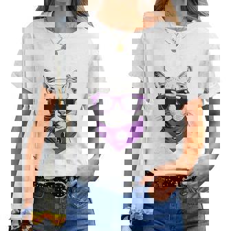 喜寿祝い ねこ サングラス 父 男性 女性 母 猫好き 喜寿 お祝い 77歳 おもしろ おもろい かっこいい レディースTシャツ - Kawaiitshirt