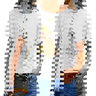 喜寿祝い 犬好き 男性 女性 父 母 喜寿 お祝い 77歳 かわいい 犬 ゴールデンレトリバー おもしろ レディースTシャツ - Kawaiitshirt