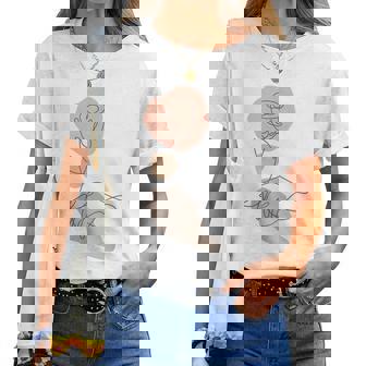 抽象的でミニマリストなラインアート、花柄。 レディースTシャツ - Kawaiitshirt