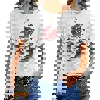 日本の木 赤い月 絵画 日本 夕日 男性 女性 レディースTシャツ - Kawaiitshirt